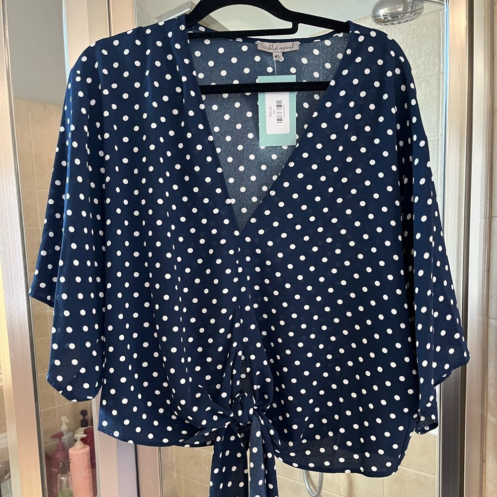 NWT polka dot tie front top by Wishlist Size m/l REDUCED!!